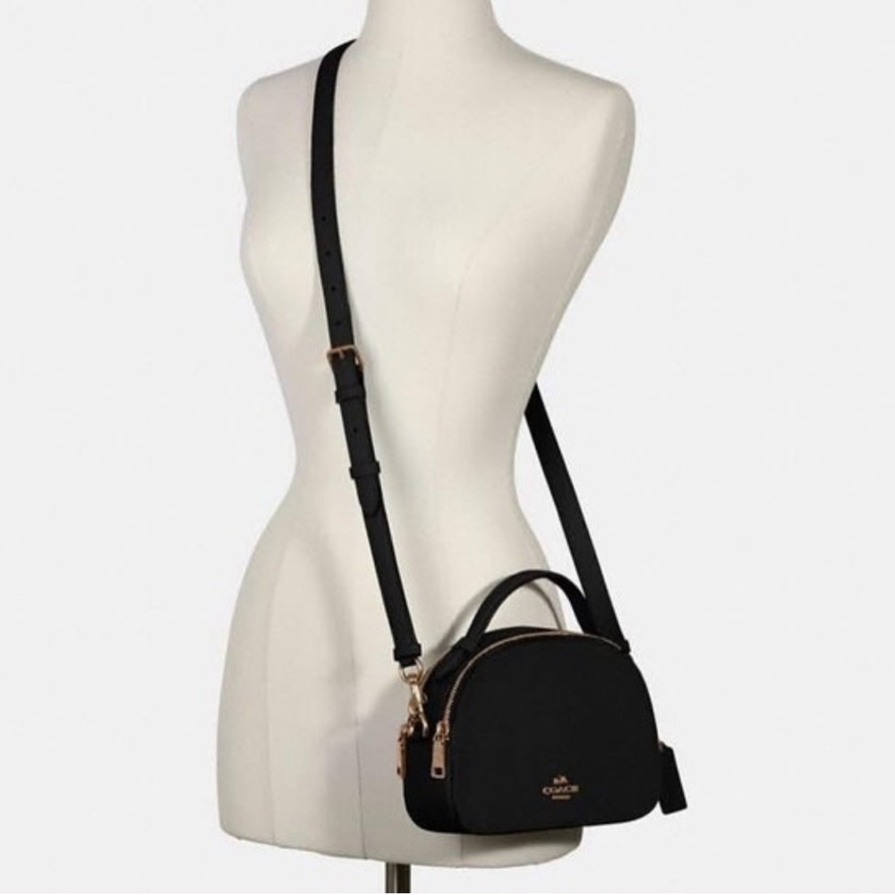 Coach Black Leather Crossbody Bag with Gold Accents
